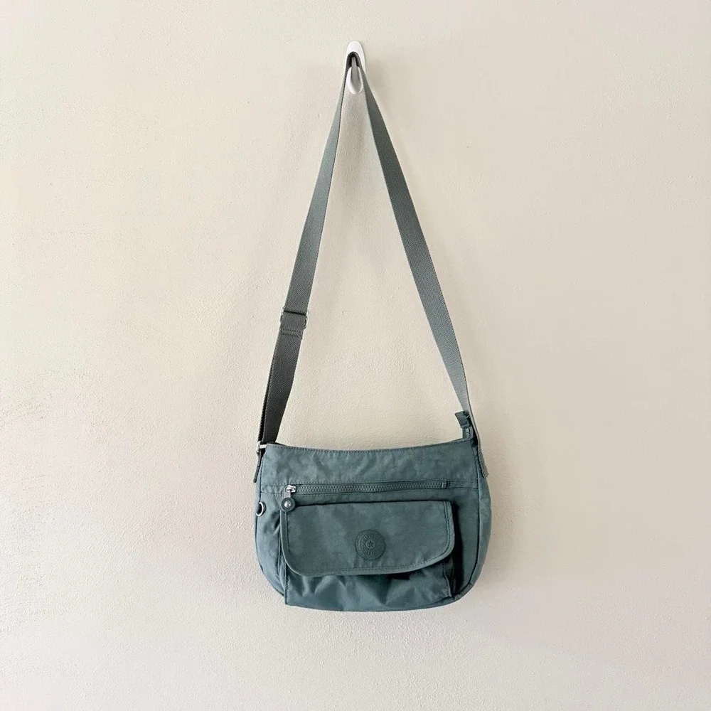 Kipling Gray Nylon Crossbody Shoulder Bag Adjustable Strap